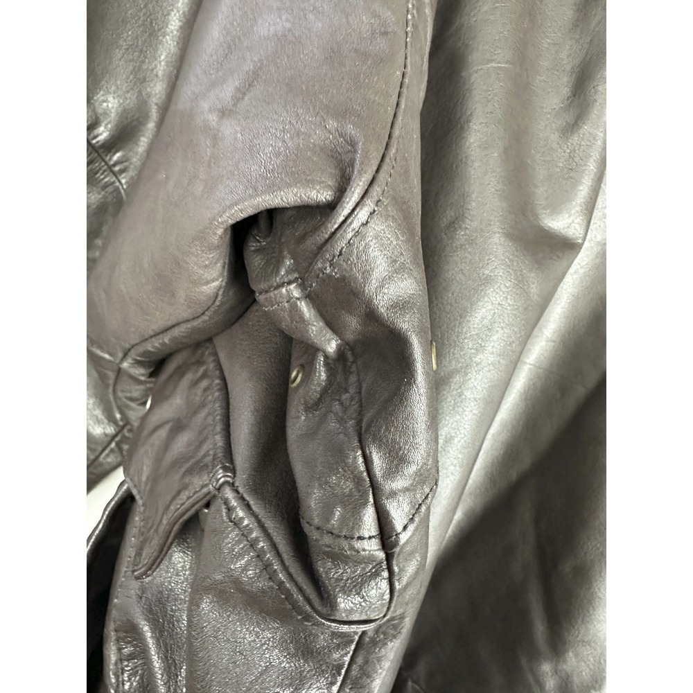 Vtg London Towne Leather Jacket Men's Large Brown Bomber Distressed 90s Style - Picture 7 of 16